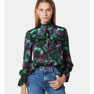 Sandro Vibrant Green and Purple Blouse